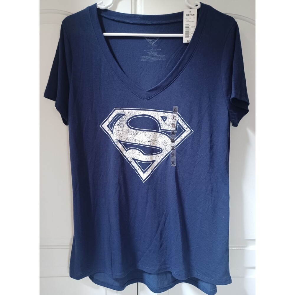 DC COMICS SUPERMAN WOMENS NAVY T-SHIRT SIZE XL NWT KOHLS
